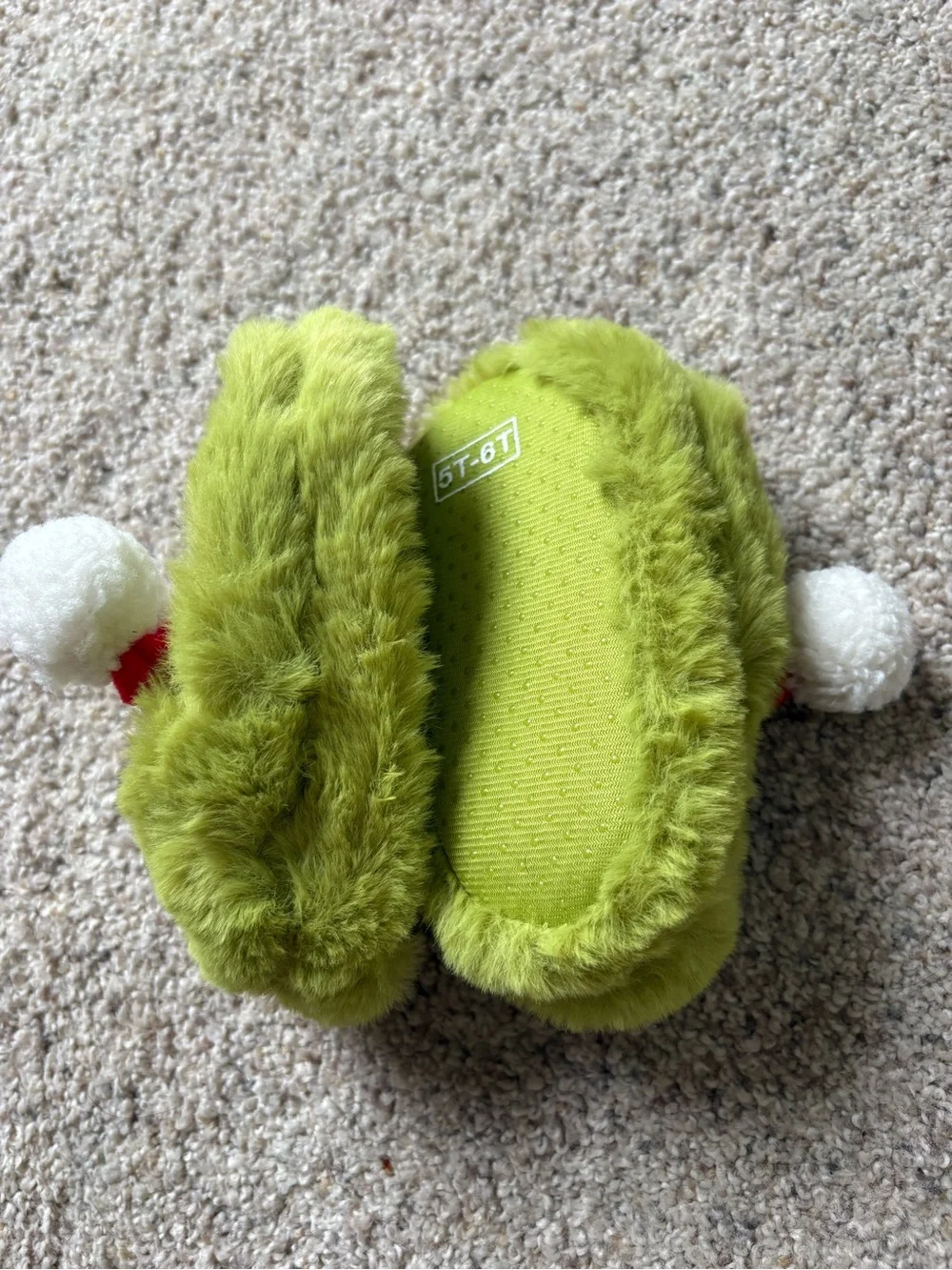 The Grinch Santa Hat Christmas Holiday Kids Slippers Toddler 5T